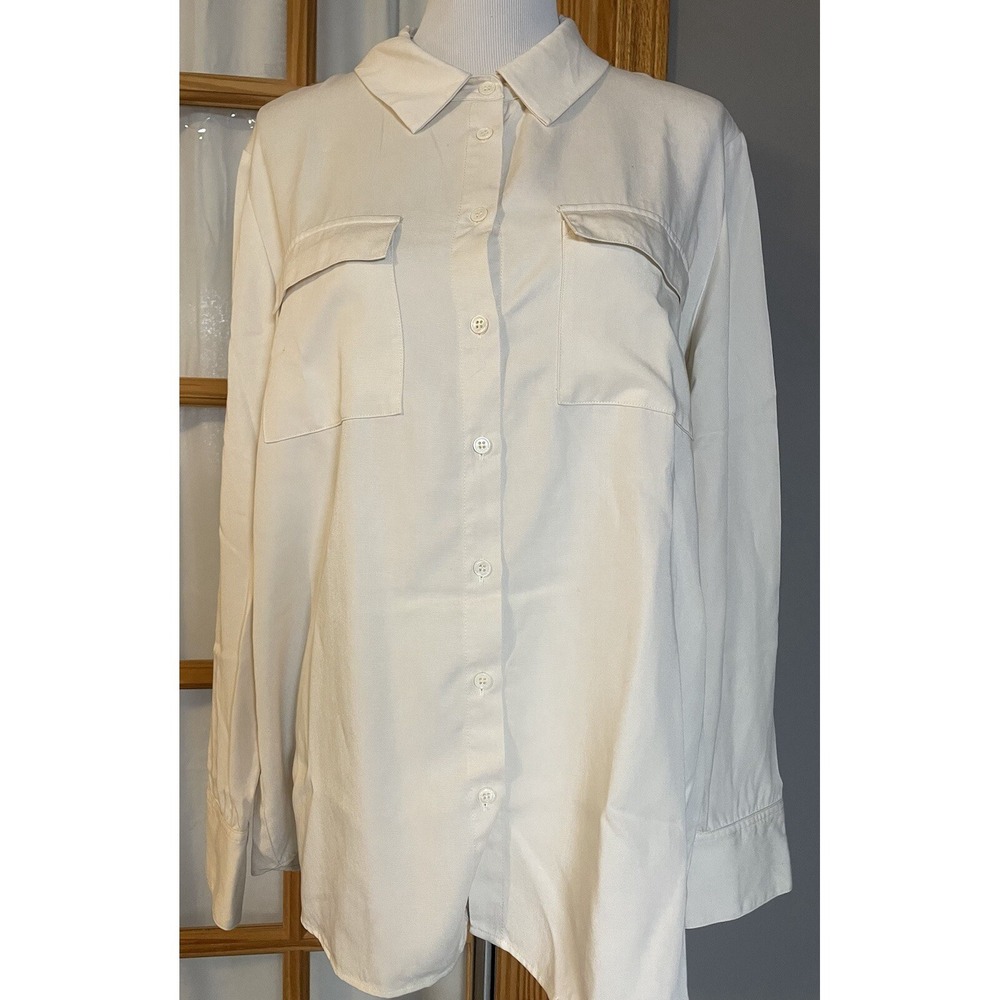 Reformation Men’s Dress Shirt Sz XL Ivory Long Sleeves Button Up Pockets